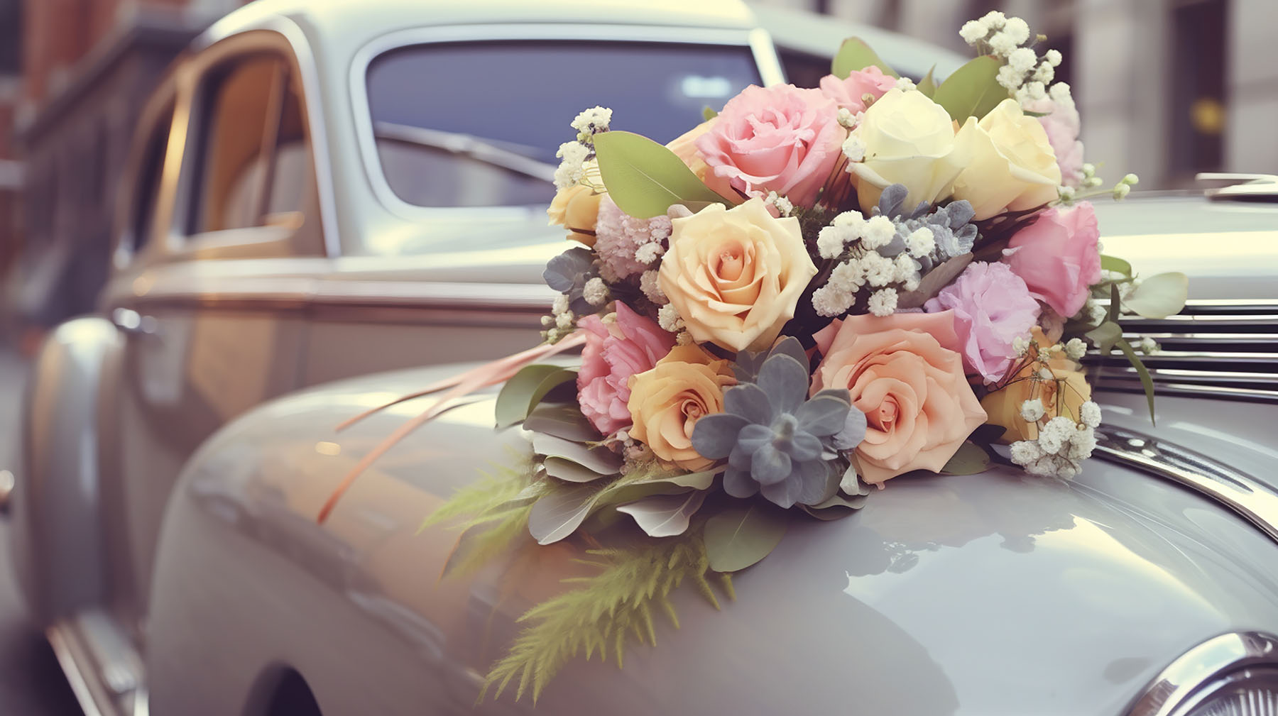 Blumendeko auf dem Auto