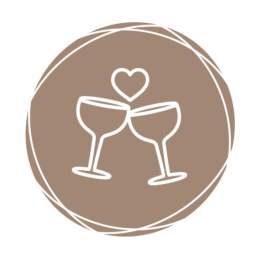 Icon mit zwei Gläsern und einem Herz