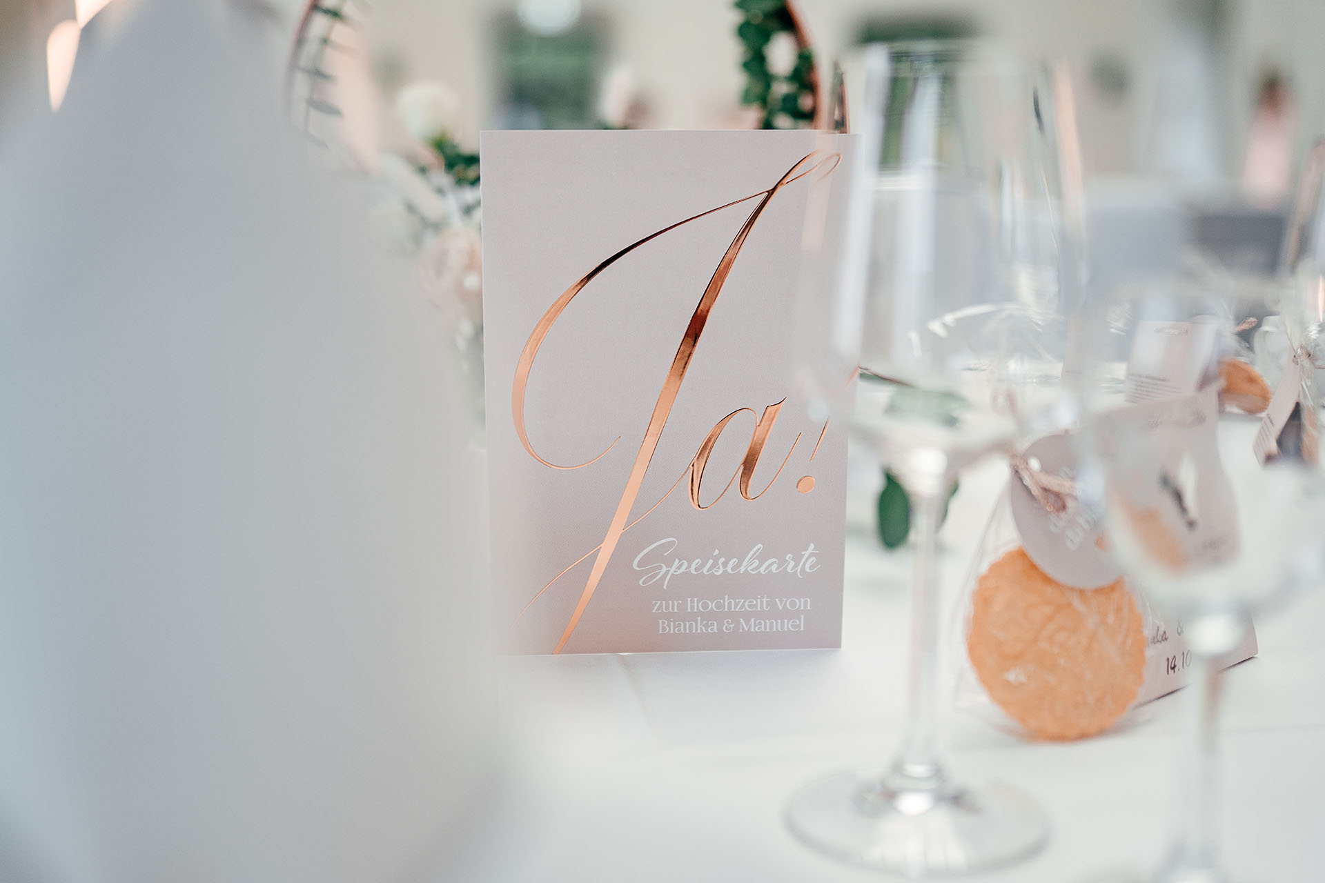 Speisekarte der Hochzeit